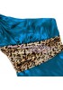 Длинное голубое платье на одно плечо с леопардовой вставкой