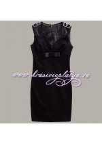 Короткое вечернее черное платье с бантиком
