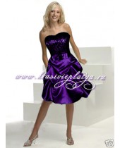 Короткое фиолетовое платье на выпускной